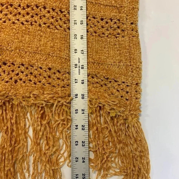 Rain + Rose Women's Chenille Mustard Fringe Long Sleeve Round Sweater Size S NWT - Picture 11 of 11